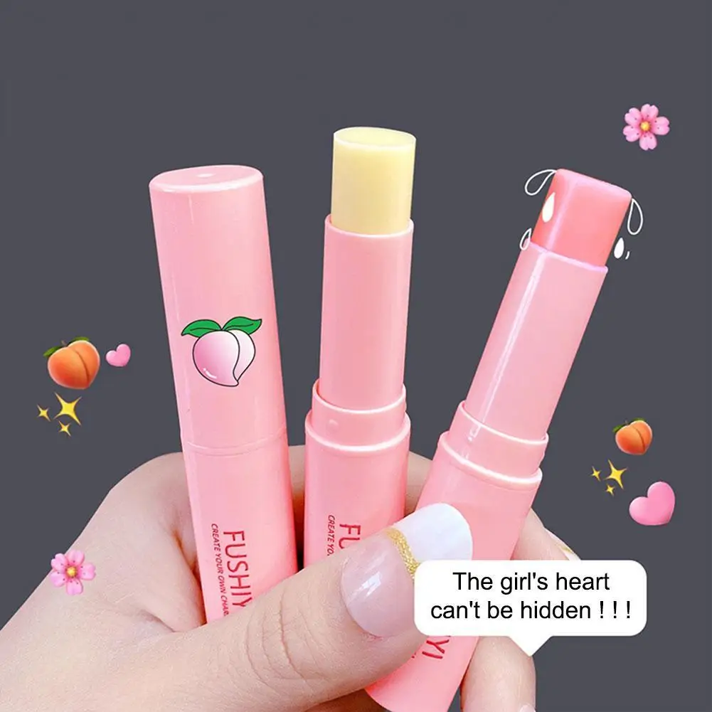 1Pcs Lip Moisturiser Natural Peach Long Lasting Moisturising Color Lipstick Anti-drying Care Lip Changing Temperature Hydra W6M3