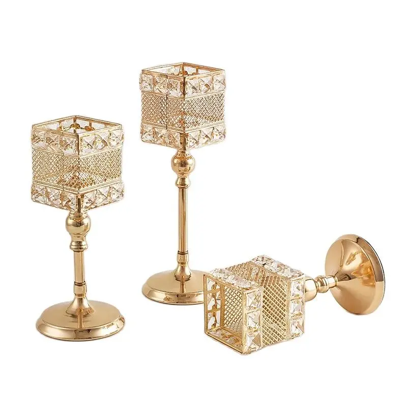 

Хрустальные подсвечники Tealight, металлические стеклянные подсвечники, центральная часть свадебного стола, Рождественская вечеринка, Хэллоуин, домашнее украшение