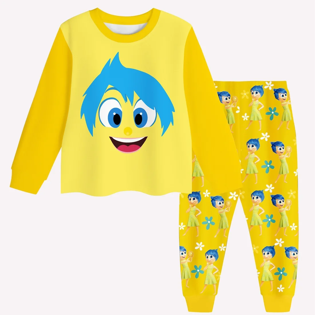 thumbnail image 1 of Disney-Pijama de manga larga para niños, ropa de dormir de 2 piezas, con estampado de Anime Joy Anxiety, Anger, triste, Fear, Kawaii, para regalo, 1 of 5