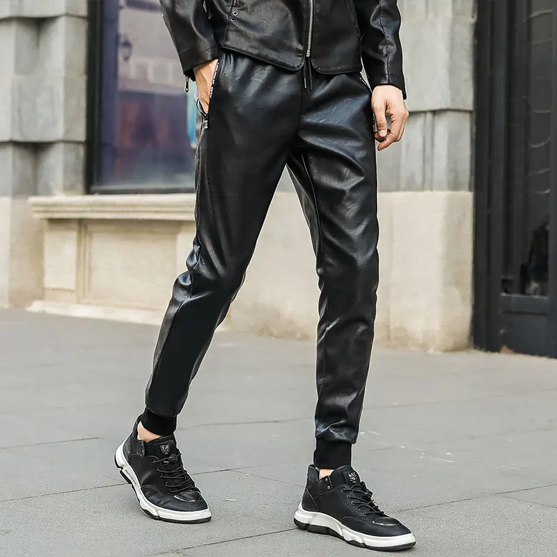 YASUGUOJI Streetwear Men Faux Leather 