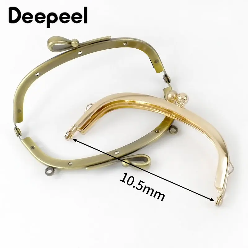 5Pcs Deepeel 10.5cm Metal Bag Handle Bow Bead Head Kiss Clasp DIY Handmade Sewing Brackets Purse Frame Handbag Strap Accessories