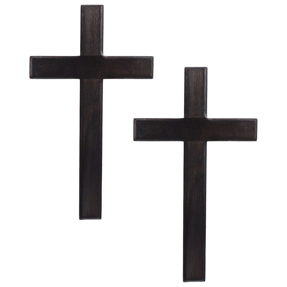 

2 Pcs Cross Ornaments Desktop Wood Wall Hanging Adorn during Shape Locket Festival Wooden Craft Decor Crafts Pendant