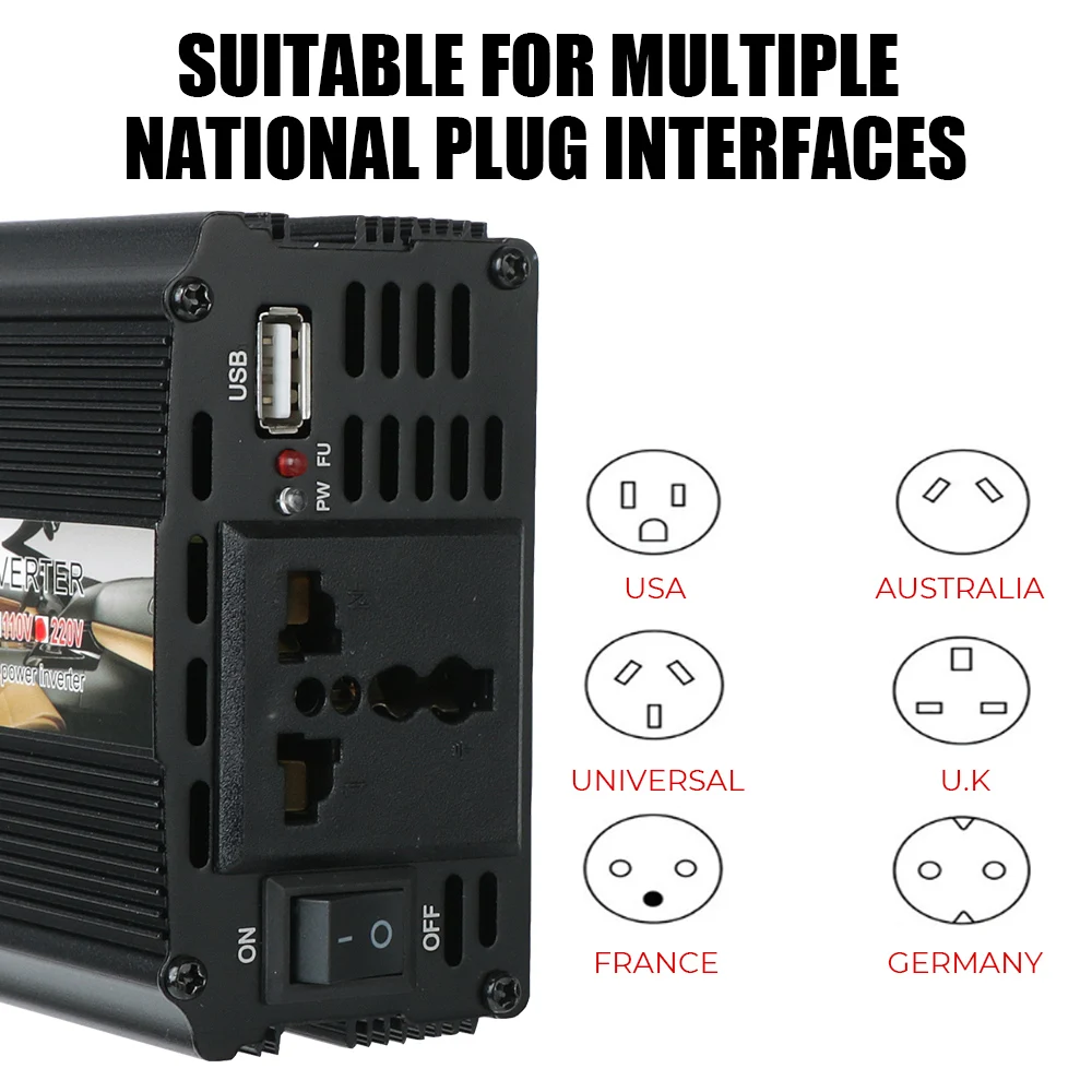 Power Inverter Univesal 1000W 2000W Modified sine wave inverter DC 12v To AC 220V Car Voltage Converter with USB Charger Car converter, power inverter converter