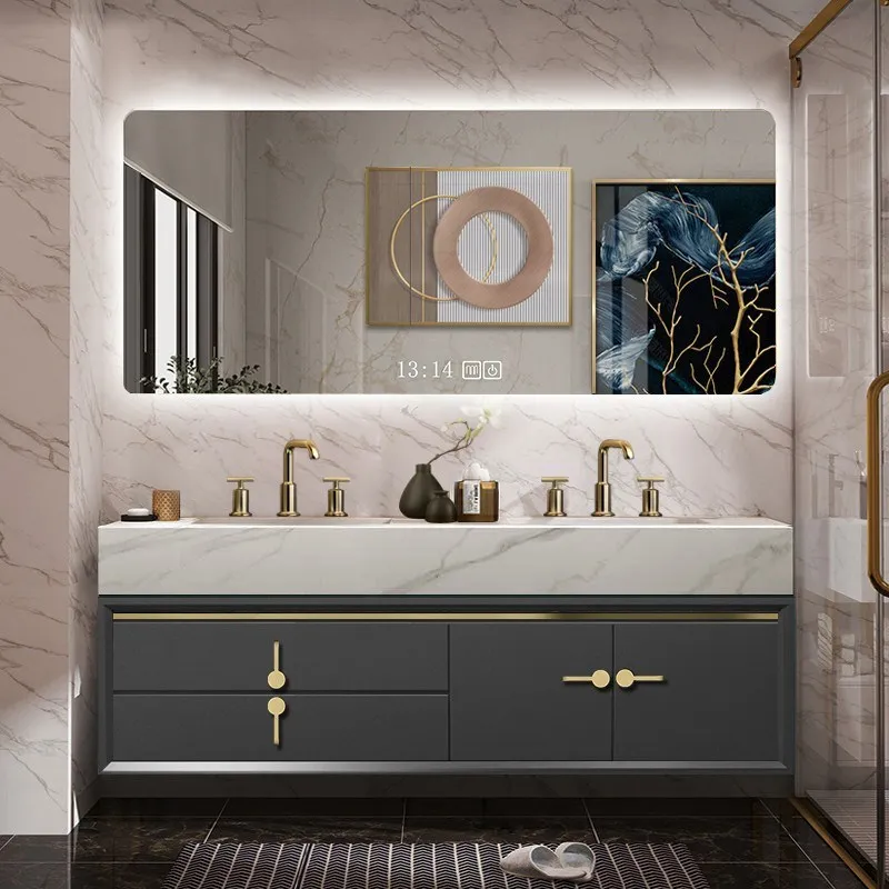 

Modern bathroom cabinet, double basin, washstand, rock plate, integrated basin, Nordic locker, bathroom cabinet