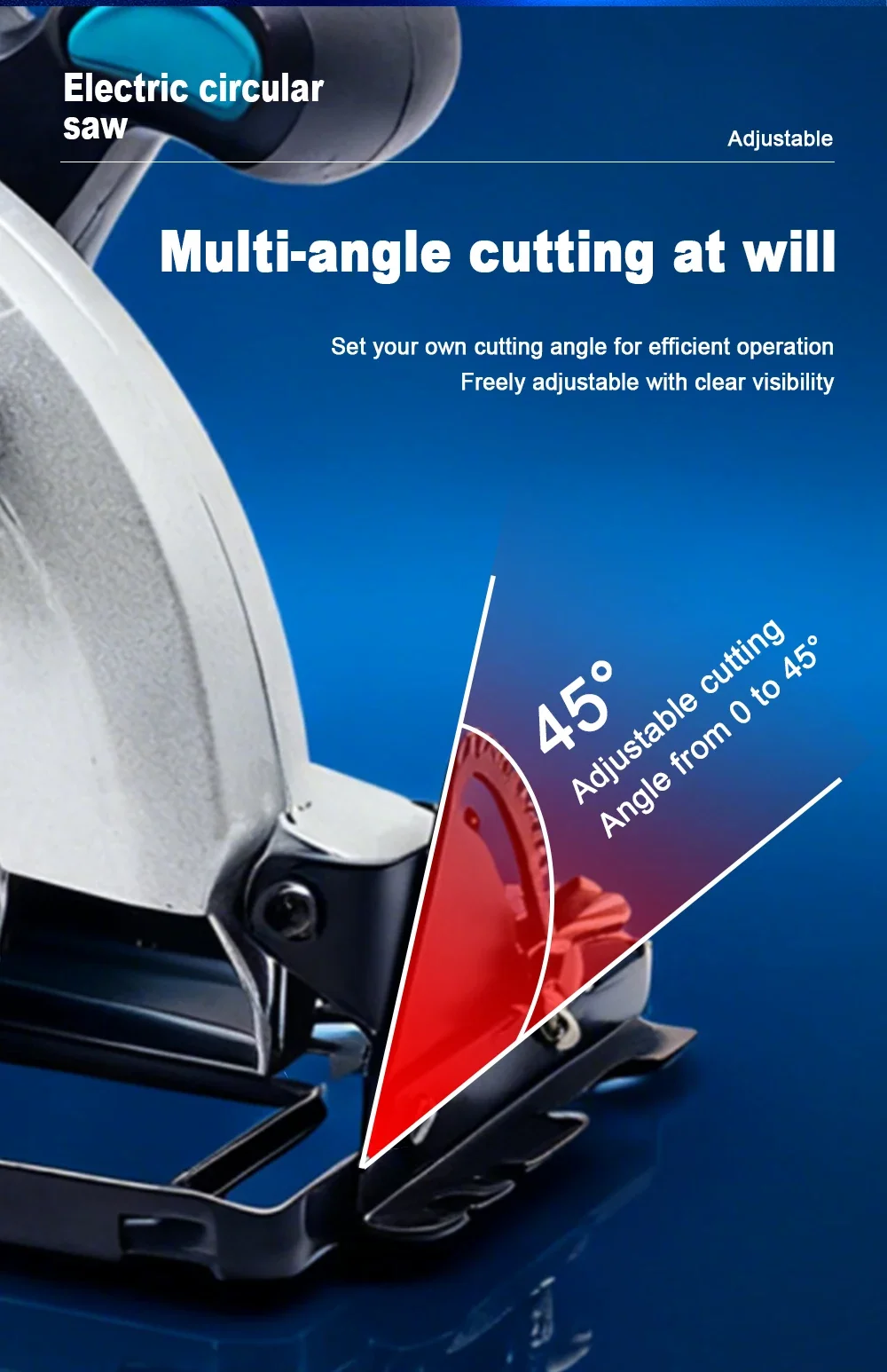 180mm Brushless Electric Circular Saw 0-45° Bevel Cutting Handheld Woodworking S