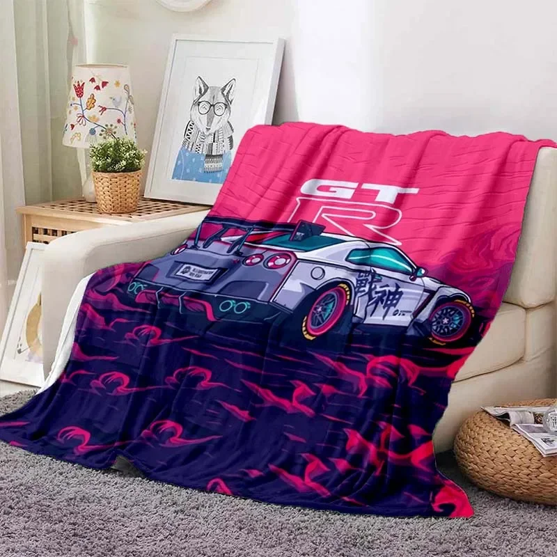 Famous Sports Car G-gTR Racing Blanket Outdoor Travel Portable Four Seasons Camping Picnic Adult Shawl Blanket Photography Props 3