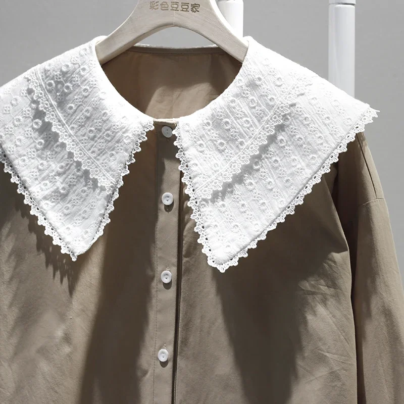 Women Fashion Elegant Turn-down Collar Blouse Single Breasted