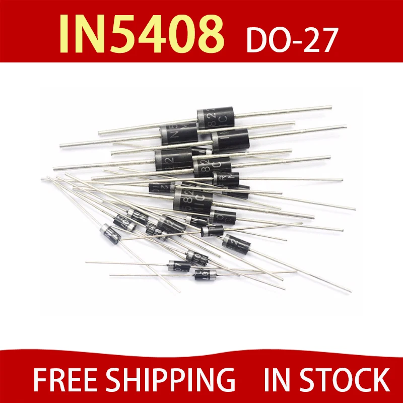 

100pcs IN5408 1N5408 3A 1000V DO-27 Rectifier Diode free shipping
