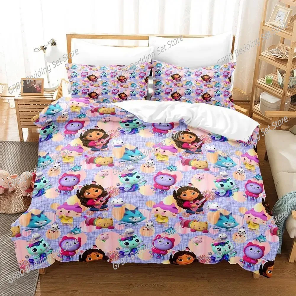 Gabbys Dollhouse Bedding Set Single Twin Full Queen King Size Bed Set Adult Kid Bedroom Duvet cover Sets 3D Anime Bed Sheet Set 6