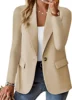 Olyvenn Sales Women's Fashion Solid Button Suit Coat Lapel Long Sleeve Hatless Casual Coat/Jacket Oversized Work Office Business