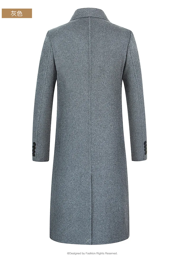 Description Picture 3 of itemWinter Wool Coat Men Business Casual Korean Fashion Long Trench Coat Men Solid Thick Double-breasted Wool Coats Outwear Men 2024