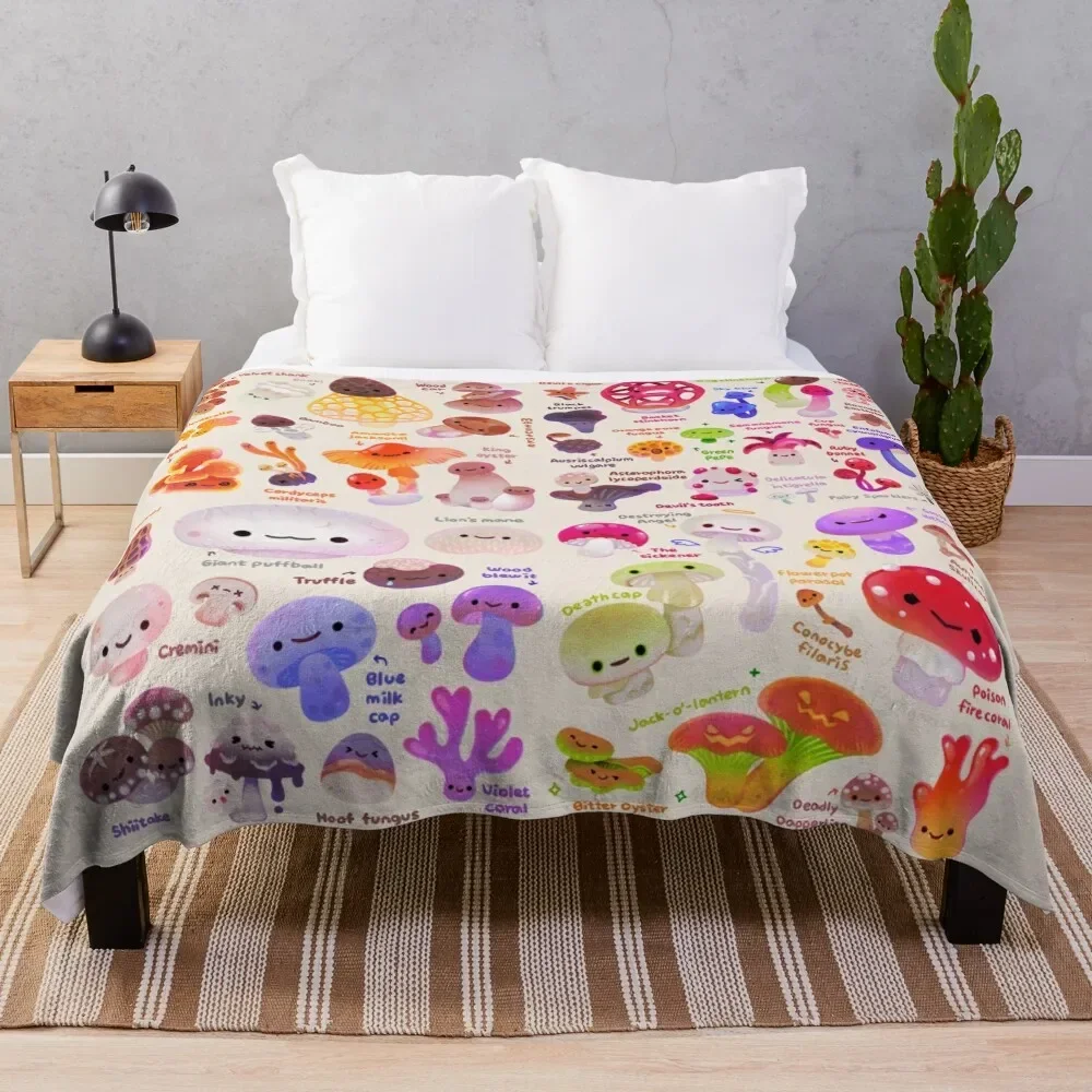 

Mushroom - light Throw Blanket Dorm Room Essentials Plush bed plaid Blankets