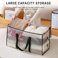 1/2 pièces Sacs de rangement pour couettes, portables, grande capacité, pour articles de literie, organisateur de placard de chambre, sacs de déménagement transparents 2