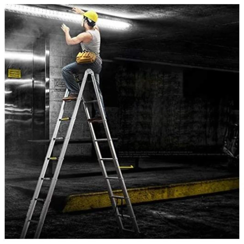 5M New Foldable Ladders Stable telescopic aluminum ladder Multi Purpose Industrial Herringbone Straight Ladder step HWC