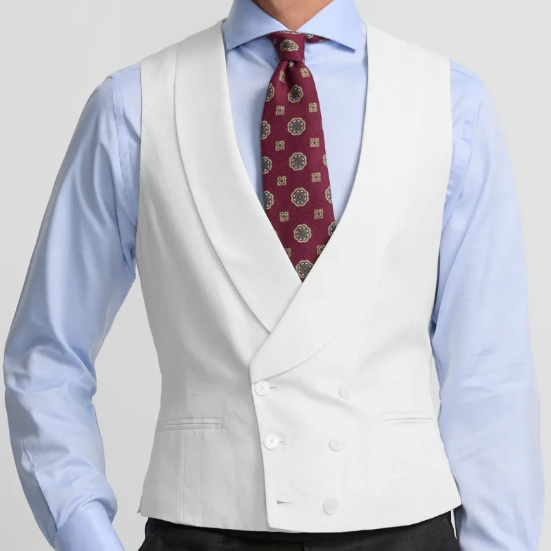 Hommes gilet ivoire avec revers Double bouton solide