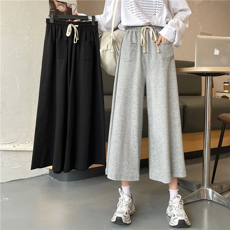 nike sweatpants High Waist Casual Pants Women's Spring and Autumn Thin 2022 New Loose Black Wide Leg Pants Cropped Pants  Sweat Pants Women high waisted jeans