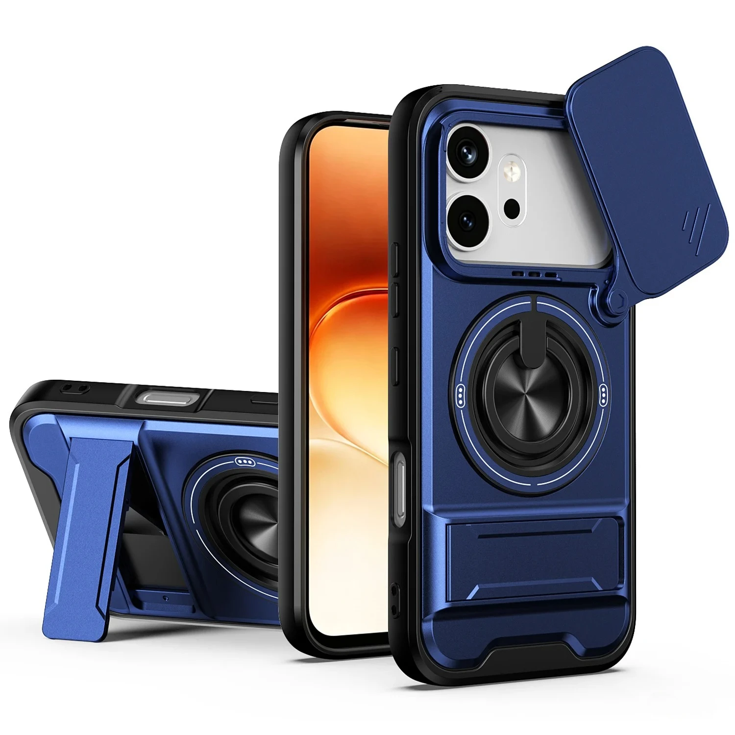 Armour Shockproof Magnetic Protection Phone Case with Camera Window and Foldable Stand