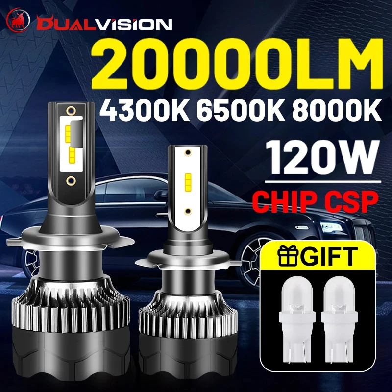2PCS H4 LED Headlights 20000LM 120W LED H7 H1 H11 H8 H9 9005 9006 HB3 HB4 4300K 6500K 8000K 3570 CSP Chip Turbo Lamp Fog Lights led car lights led lights led bulbs led headlights led car headlights car headlamps