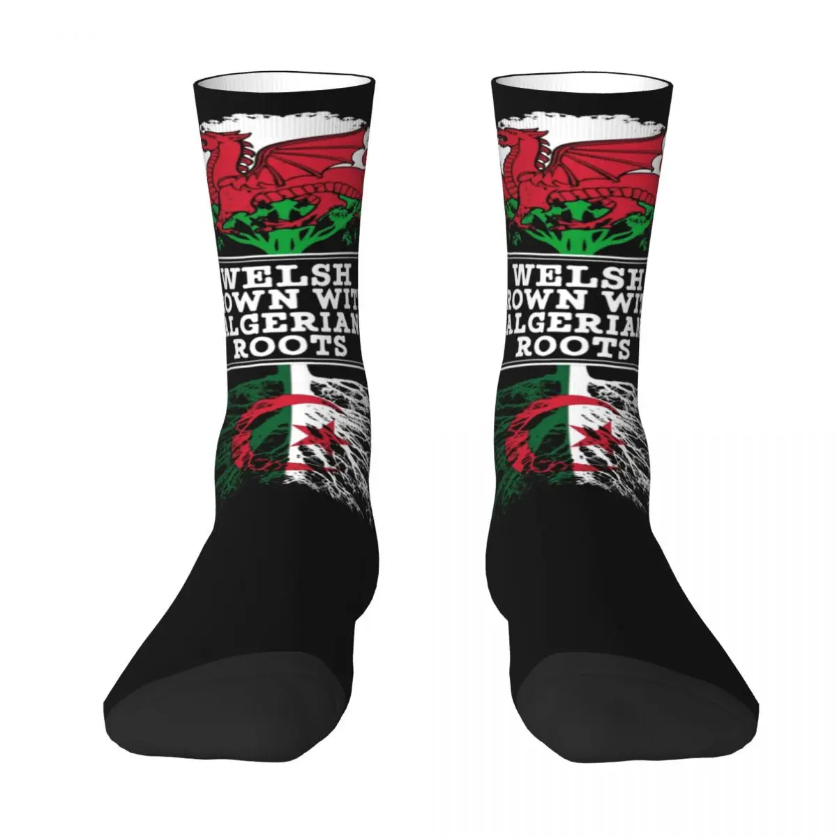 

Adult Socks Welsh Grown With Algerian Roots BEST TO BUY Funny Novelty Unique Infantry pack Compression Socks