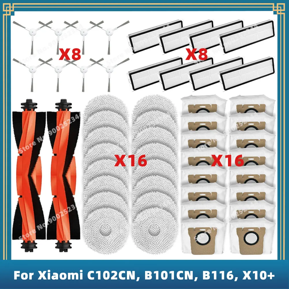 Accesorios de repuesto para Xiaomi Mijia Omni 2 C102CN, B101CN, B116CN, X10+, cepillo lateral principal, filtro Hepa, mopa, bolsa de polvo