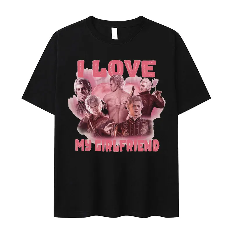 

New Astarion I Love Mg Girlfriend Graphic T Shirt Men Women Retro High Quality Aesthetic T-shirts 100% Cotton Oversized T-shirt