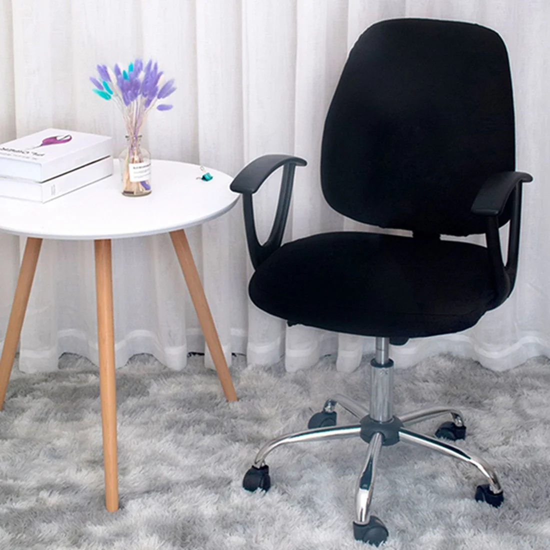 Universal Stretch Office Chair Cover with Removable Seat Protector - Stylish Home and Workspace Decor
