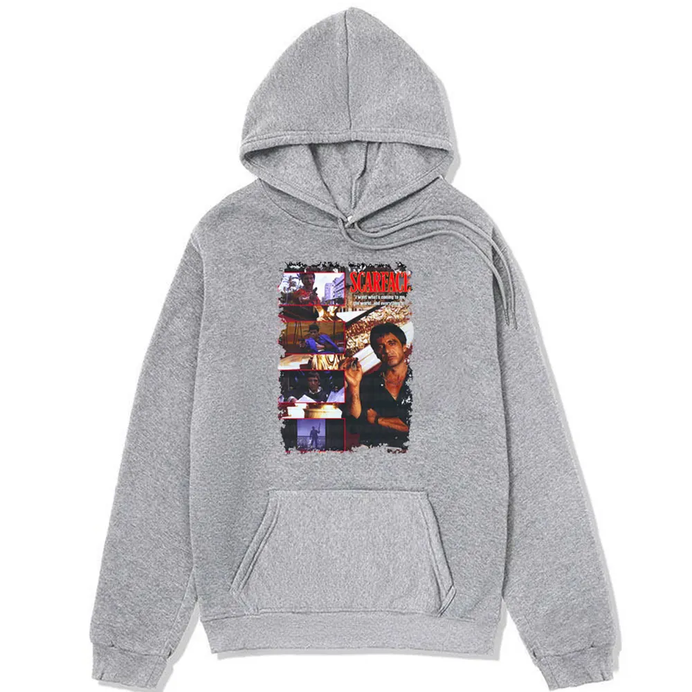 Vintage Movie Scarface Look At Me Hoodie Men Women's Al Pacino Tony Montana Double Sided Printed Sweatshirt Fashion Hoodies Tops