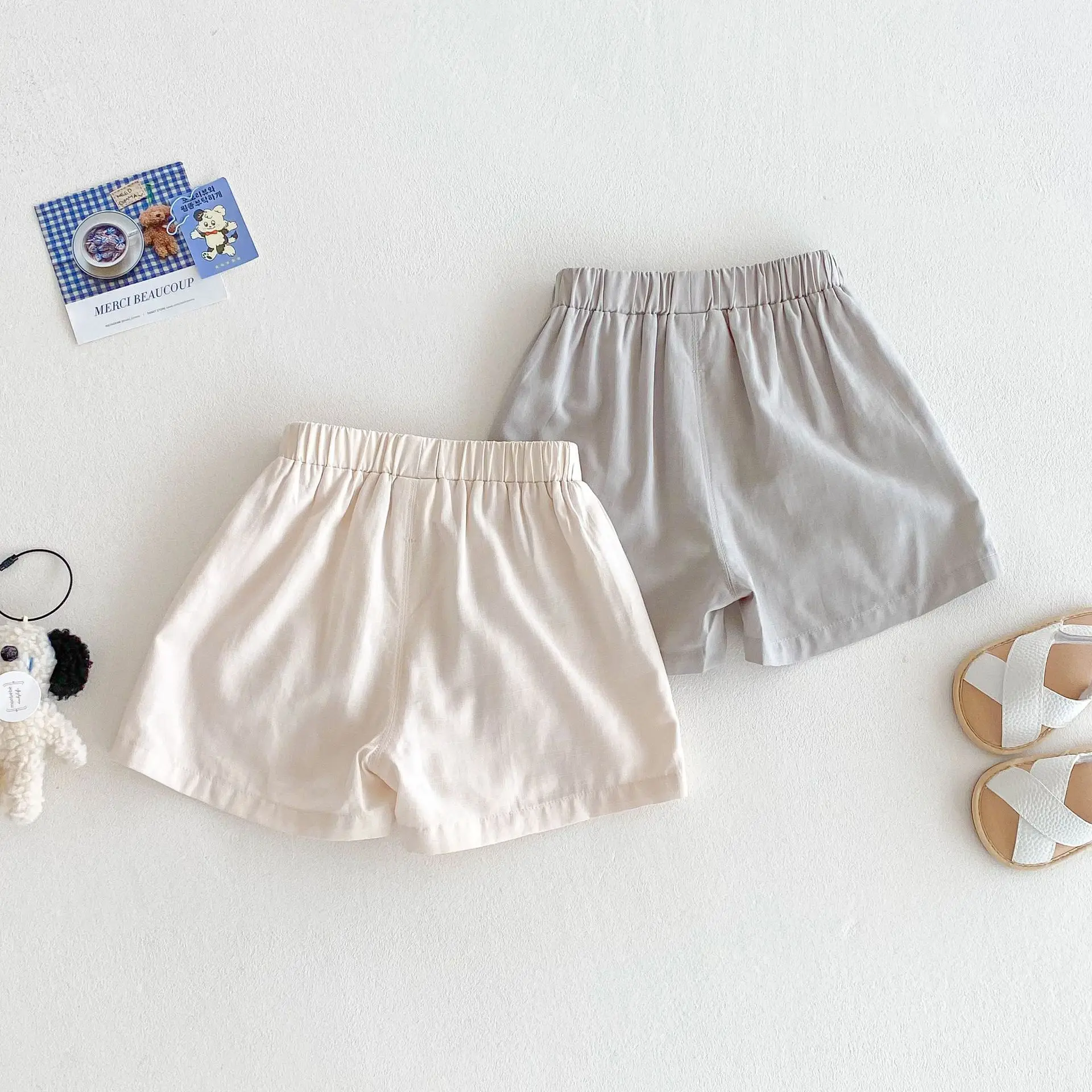 Children's Korean Shorts 2025 New Summer Boys' Fashion Contrasting Pocket Cartoon Casual Pants Trendy Baby Pants