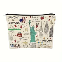 Girls & Women Cute New York Souvenir Zipper Pouch, Travel Cosmetic Bag, Makeup Purse 1