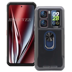Enhanced Product Title: Universal 6.8 Back Ring Holder Bracket Phone Case - TPU Soft Silicone Cover for Case & Holder (Black TPU C Blue)