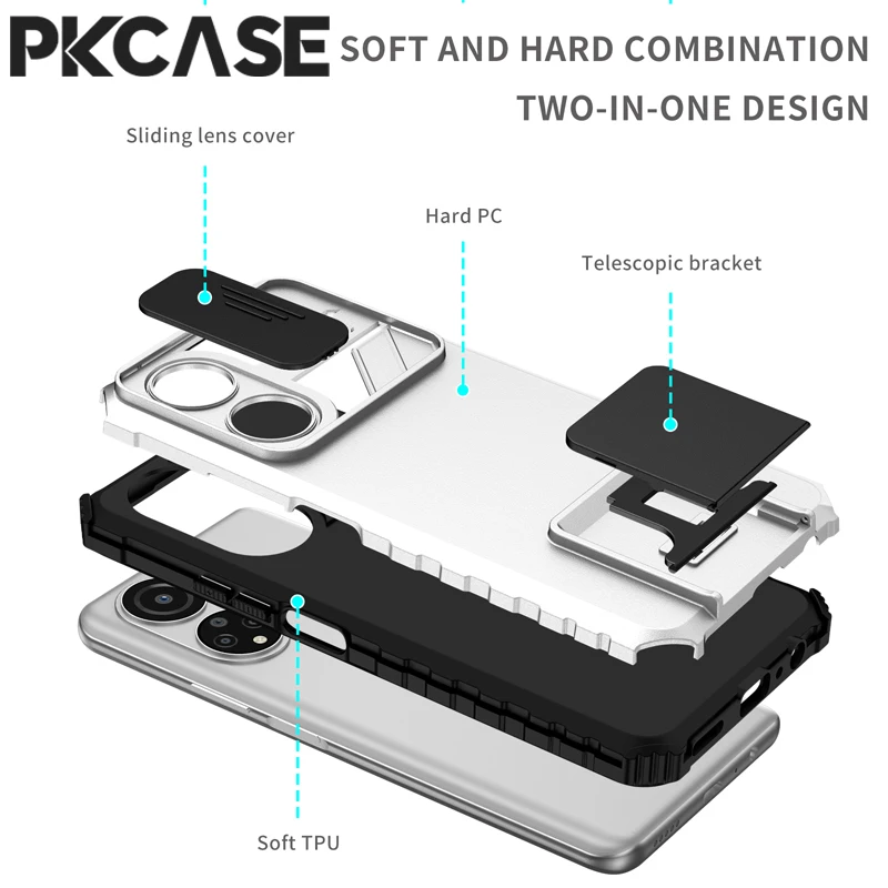 PKCASE Slide Camera Lens Protector with Stand and Push Window Cover