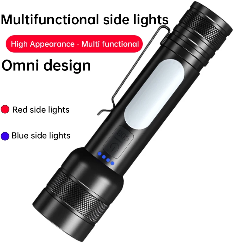 

High Strong Power 30w Led Flashlights 3000m Zoom Tactical Light Emergency Spotlights Telescopic Torch With Built-in battery