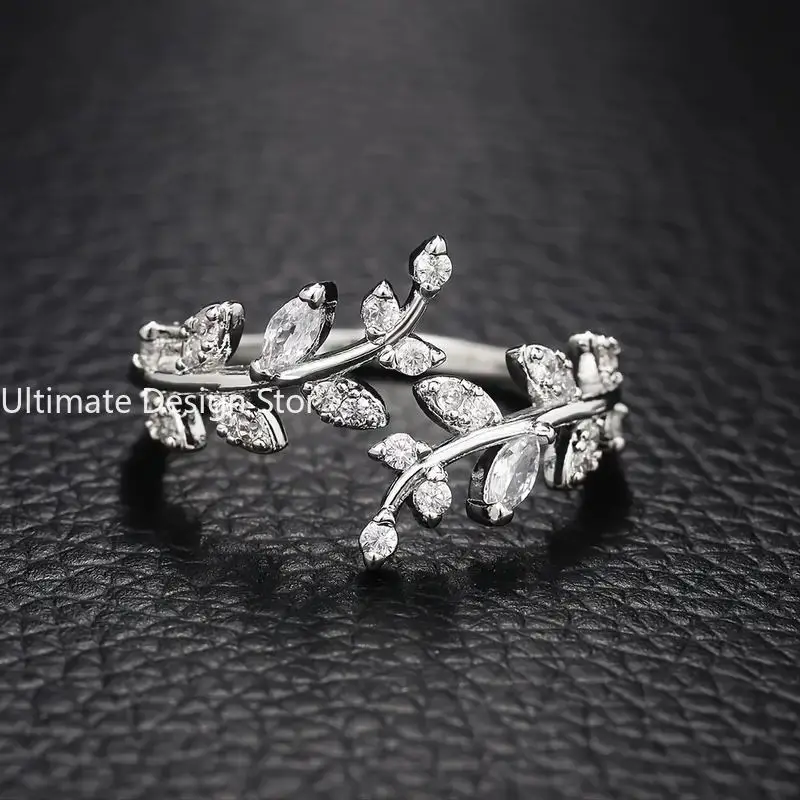 Bague en argent sterling 925 en forme de branche d'arbre avec breloque en zircone scintillante, cadeau d'anniversaire pour femme, bijoux fins et accessoires 2