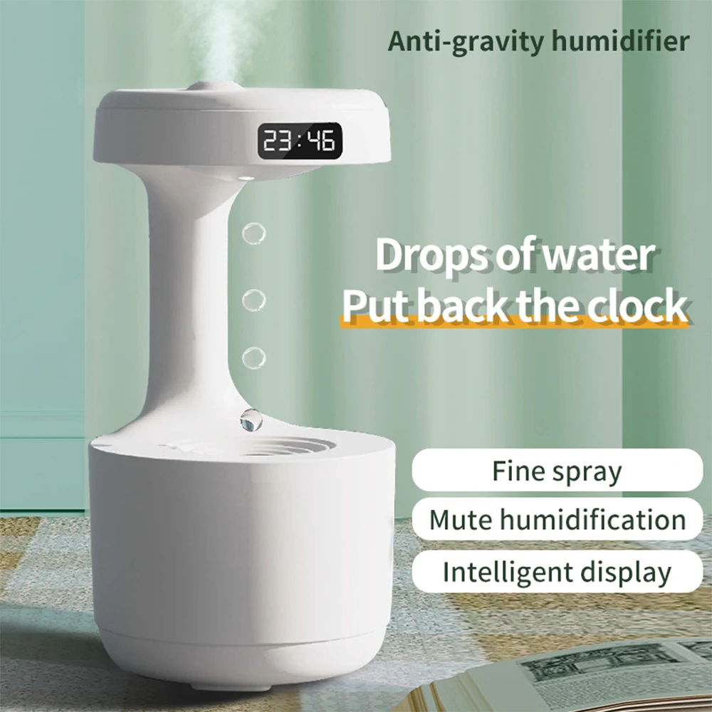 

800ML Anti Gravity USB Air Humidifier Ultrasonic Air Purifier Levitating Water Drops Mist Maker Fogger Perfume LED Display Ligh