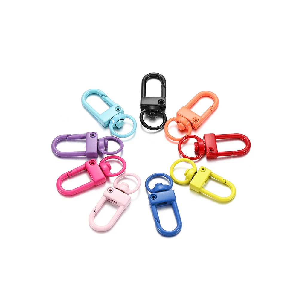 Rotating Dog Buckle 10pcs/lot 12x33mm Gold Rhodium Metal Lobster Clasps Hooks For DIY Jewelry Making Key Ring Chain Accessories