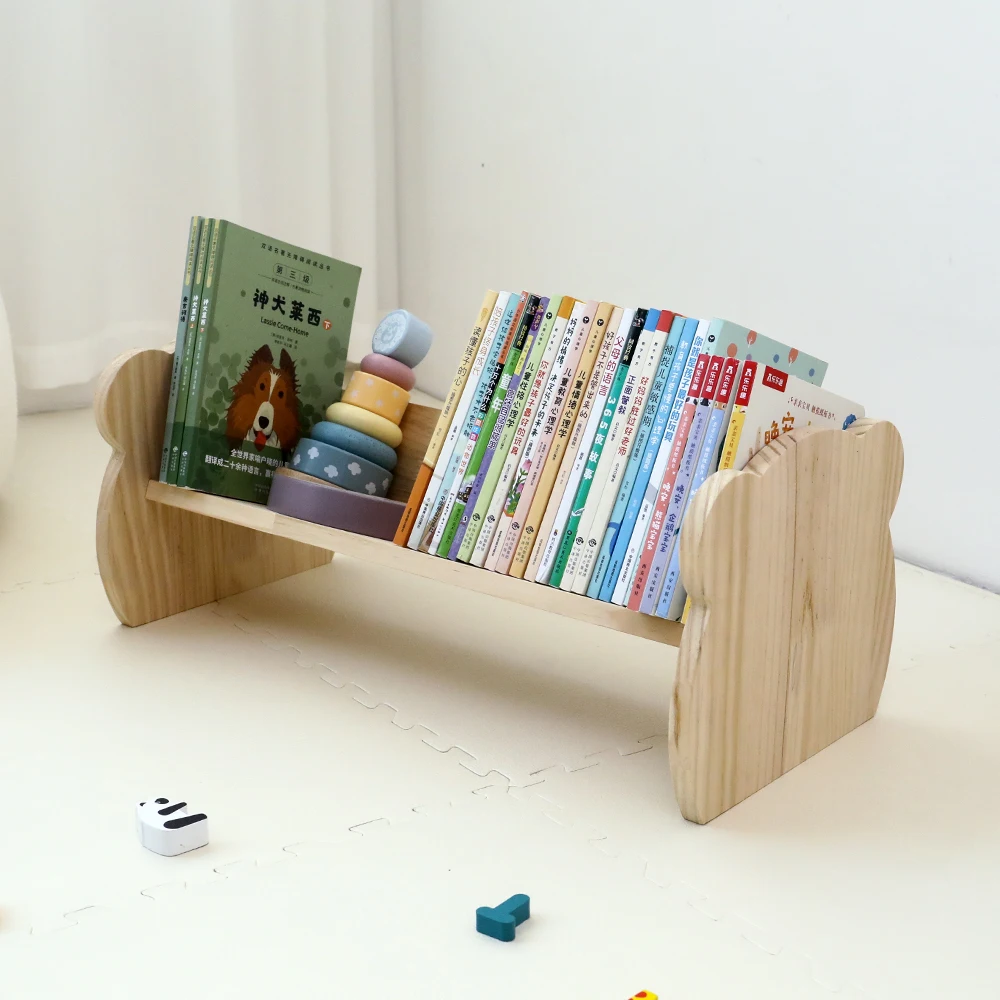 Solid wood children's small bookshelf floor baby cartoon picture book shelf animal shape kindergarten desktop storage