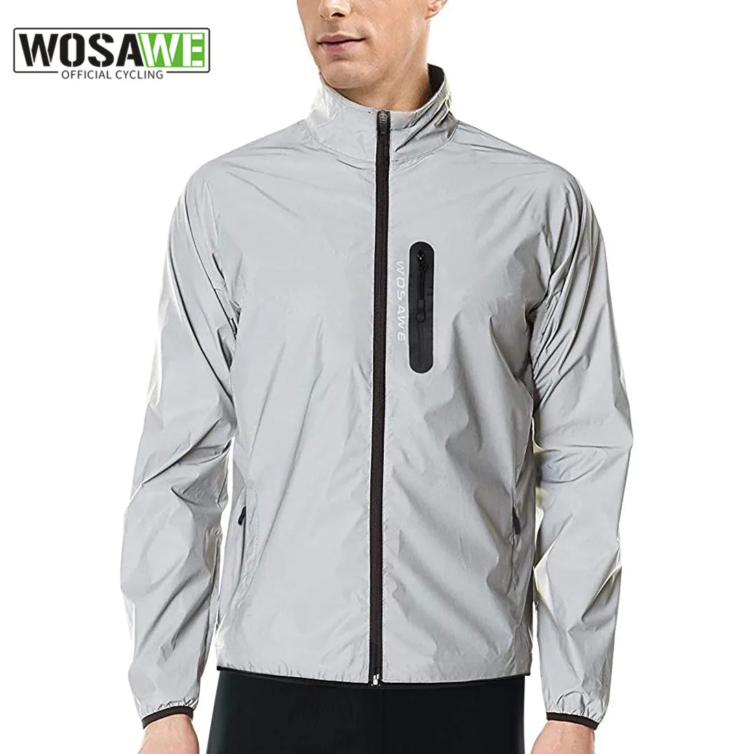 WOSAWE Cycling Jacket Reflective Windbreaker Night Glowing Running Waterproof Rainproof MTB Bicycle Bike Jacket Highly Visible cycling jacket,cycling clothes,reflective jacket