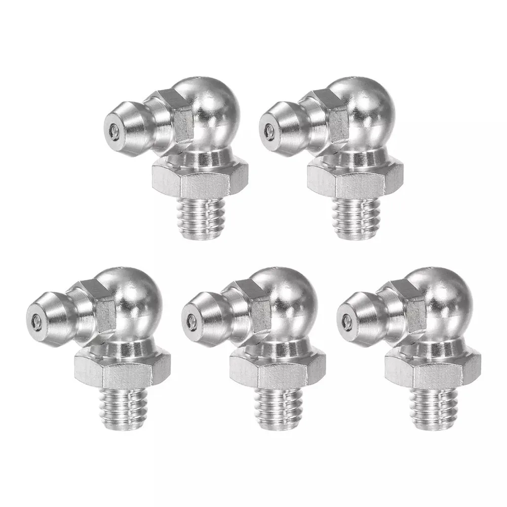 

5pcs M6 90° Grease Fitting Stainless Steel Slider Special Grease Nipple External Thread Hydraulic Standard Size