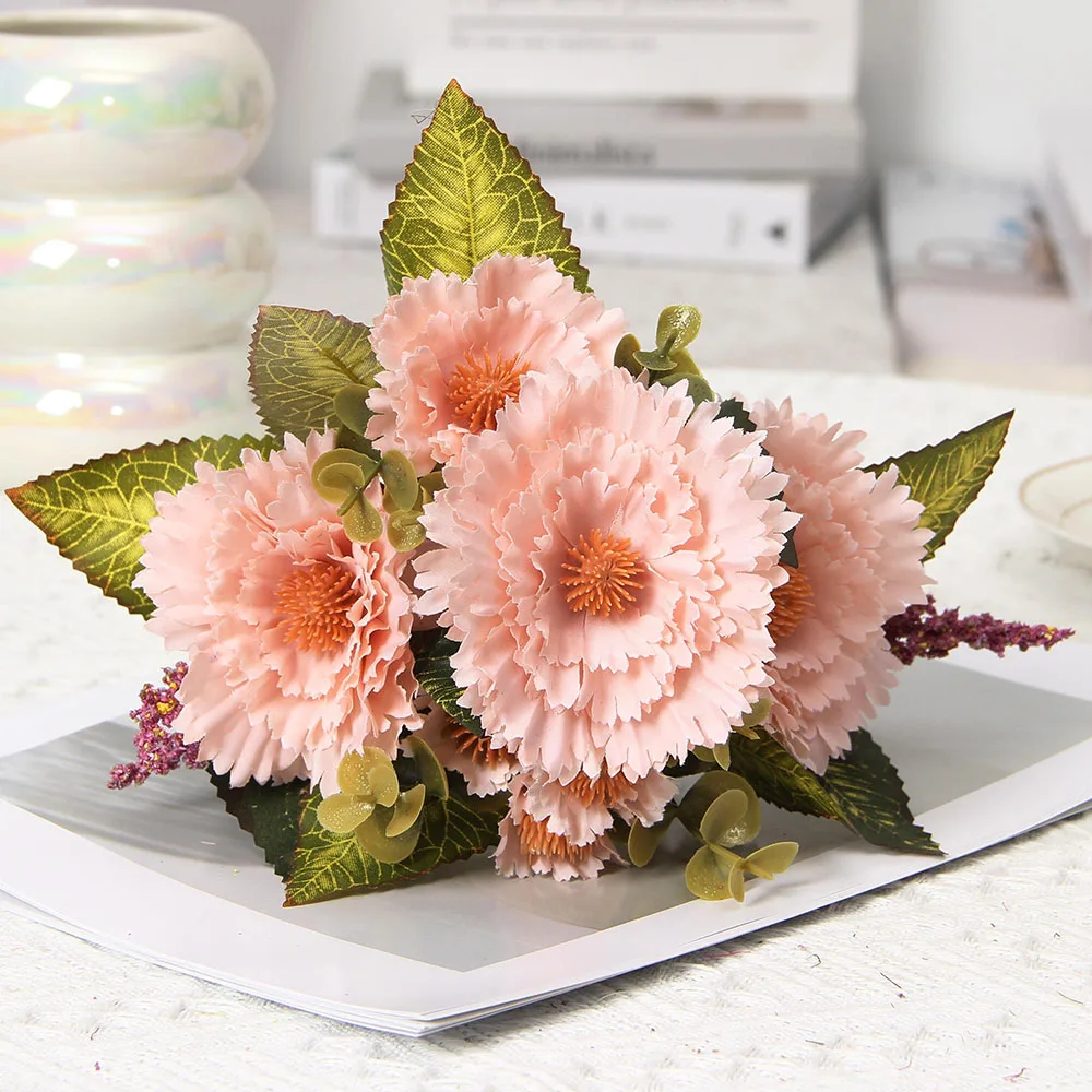 Description Picture 6 of item7 Heads Fake Sunflower Gerbera Artificial Gerbera Wedding Decoration Fake Flower Simulation Plant Home Decoration Shooting Props