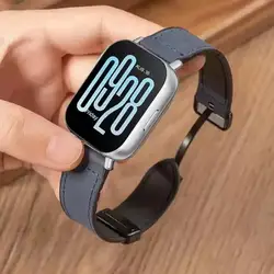 Leather and Silicone Sport Magnetic Buckle Watchband Strap for Redmi Watch 5 Lite (Blue)