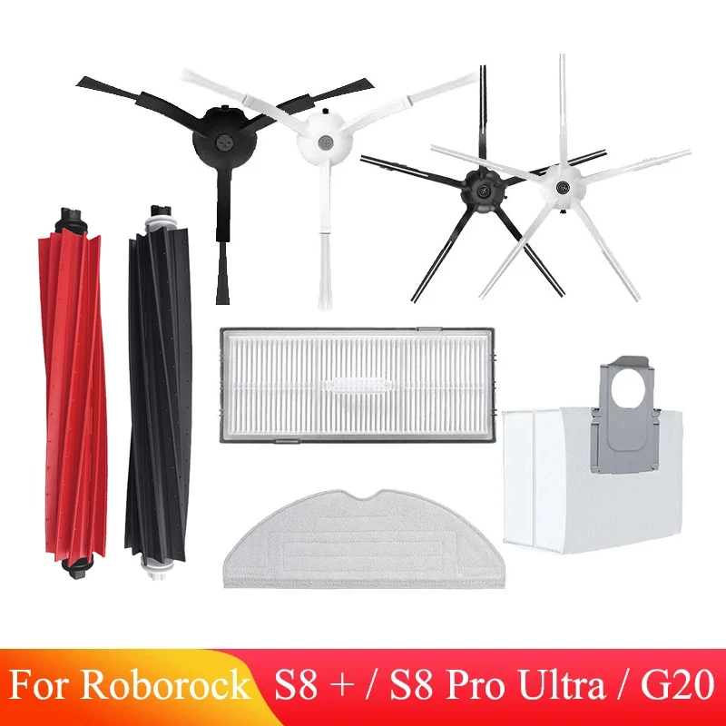 Kit Accessori Completo Per Roborock S8, S8 Plus, S8 Pro Ultra E G20: 2 Spazzole Principali, 6 Laterali, 4 Filtri, 4 Panni, Spazzola Pulizia E Cacciavite