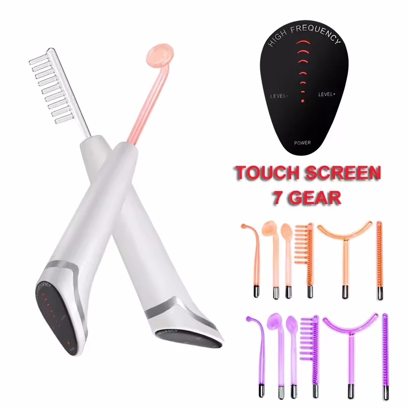 6 IN 1 Electrotherapy Skin Care Tool High Frequency Electrode Wand w/Neon Glass Tube Spot Acne Remover Face Hair Salon Beauty Device