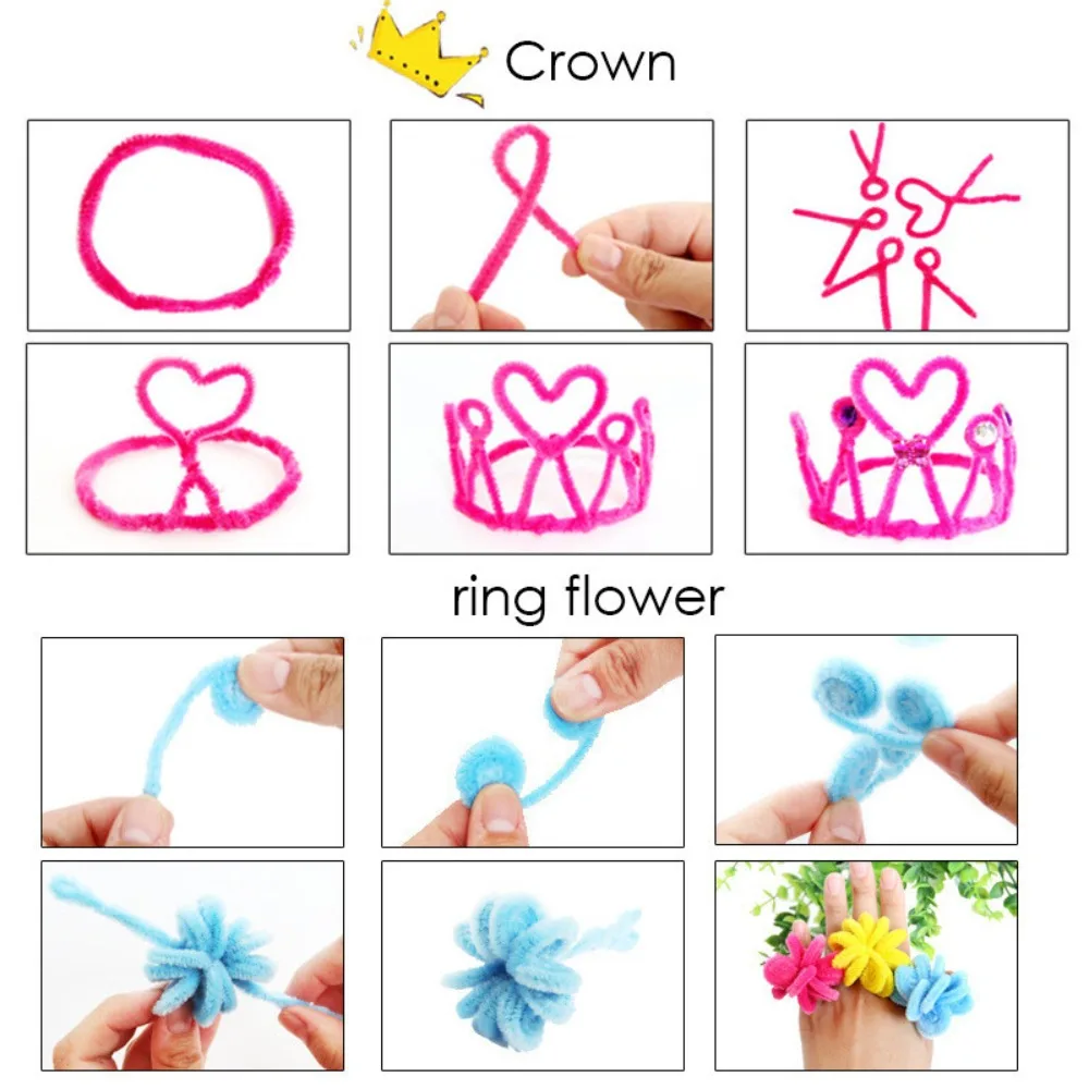 Macaron Color Fuzzy Wire DIY Tulips Flower Bouquet 100pcs