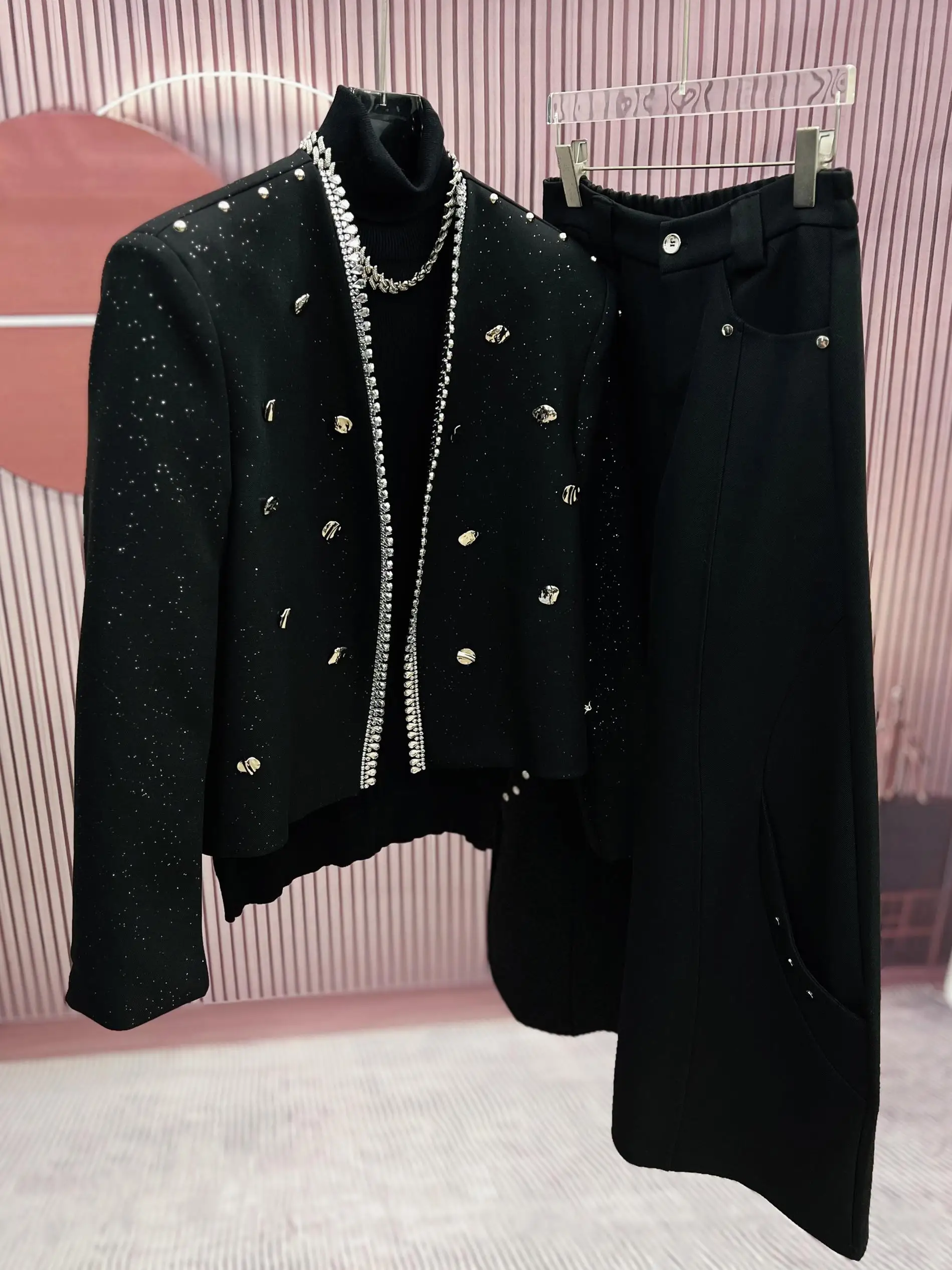 Trendy Male Light Luxury High-end Small Fragrant Coats Men's 2024 Autumn Winter New Chic Black Jackets Trendy Short Jacket Tops 4