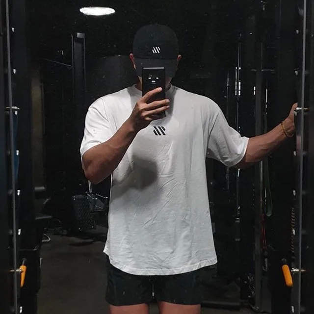 الرجال قصيرة الأكمام القطن تي شيرت الرجال الرياضة...