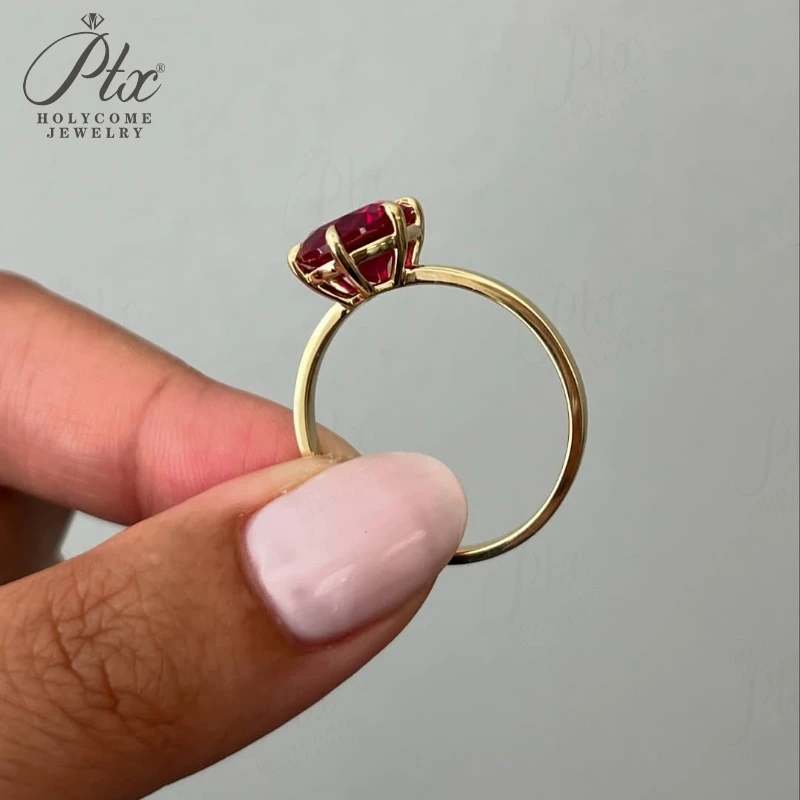 Damen-Ring, personalisierbar, 6 Krappen, runder, im Labor gezüchteter Rubin oder Saphir, Columbia, 925er Sterlingsilber, Hochzeits- und Verlobungsring, mit Zertifikat – Detail 10