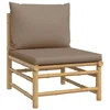 6 Piece Bamboo Outdoor Sectional Sofa Set Modular Design with Taupe Cushions Patio Garden Deck Lounge Area Ultimate Comfort and 4
