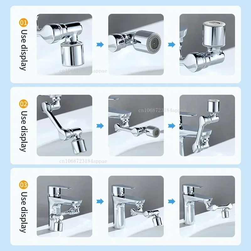 Multifunction 1080&deg; Rotation Faucet Sprayer Head 22/24mm Adaptor Faucet Extender Aerator Splash Bubbler Nozzle Kitchen Tap Tools