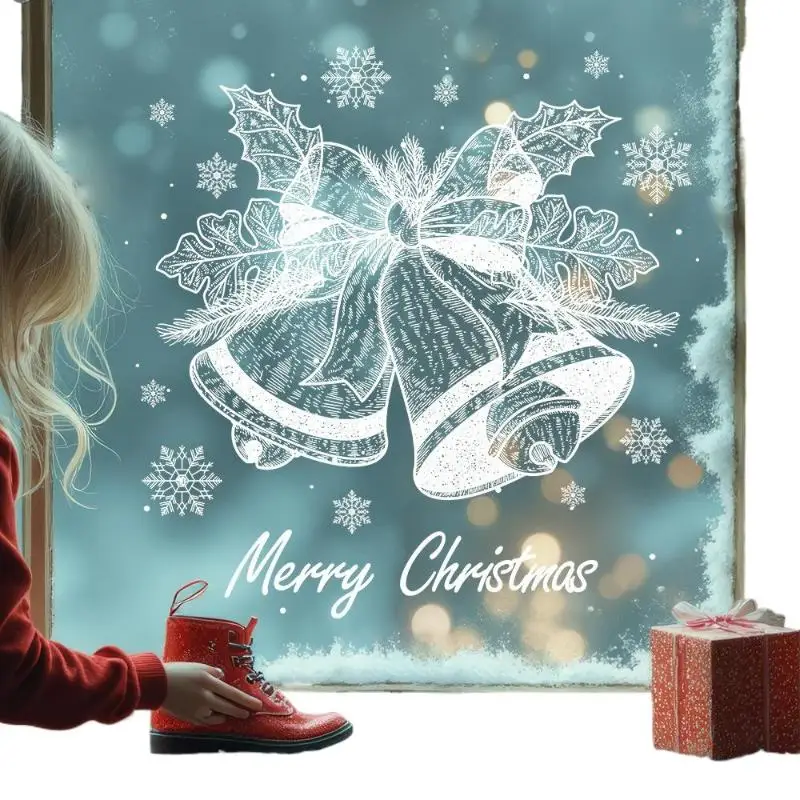 Christmas White Bell Snowflake Sticker Window Sticker Room Glass Door Sticker Window Decoration Sticker