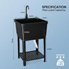 Utility Sink Laundry Tub for Washing Room, 23.6"×23.6"×36.2" Freestanding Utility Sink with Stainless Steel Faucet, Black 2